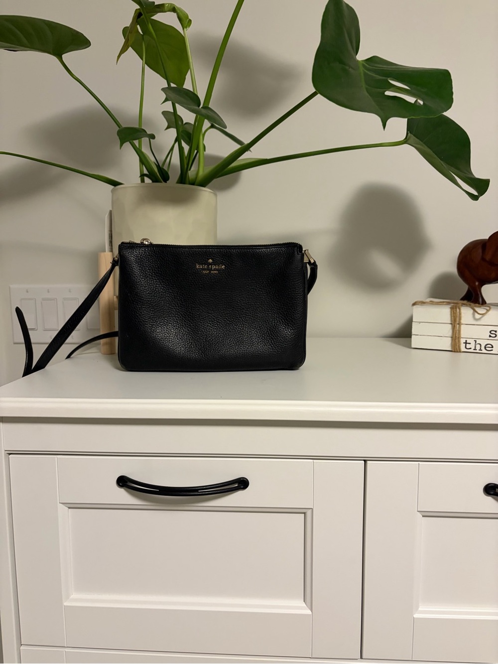 kate spade Black Pebbled Leather Messenger Crossbody